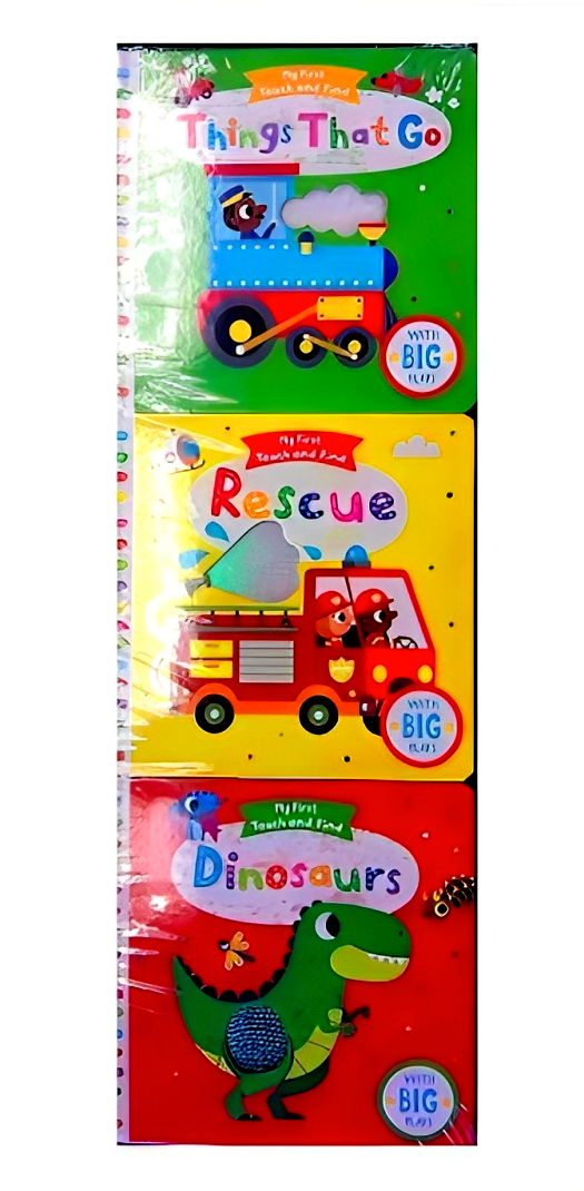 My First Touch And Find 3 Book Set - Things That Go, Rescue, Dinosaurs
