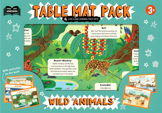 Help with Homework: Table Mat Pack 3+ Wild Animals