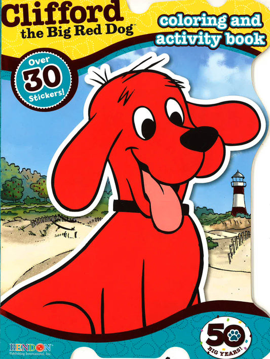 64 Pg Shaped Colouring & Activity Book W/ Stickers & Foil Clifford