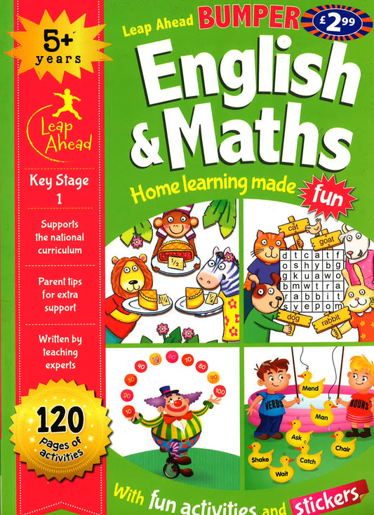 LEAP AHEAD BUMPER WORKBOOK: 5+ YEARS ENGLISH & MATHS