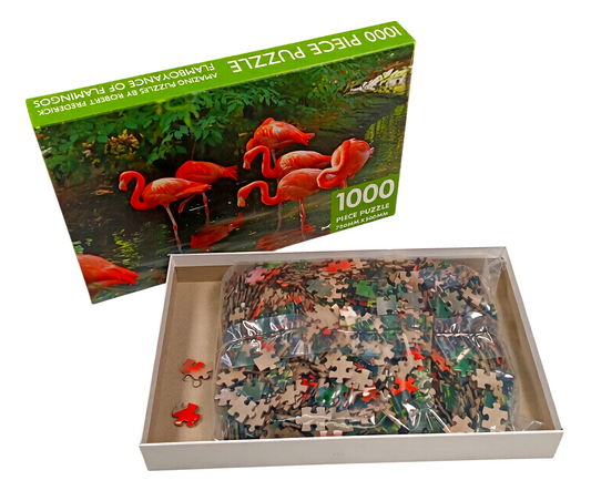 Jigsaw 1000 Pc Rectangular - Flock Of Flamingoes