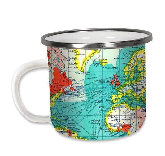 Enamel Mug - Vintage Map