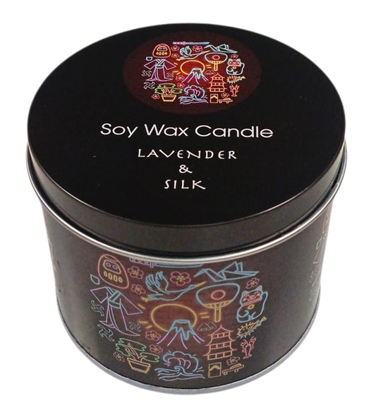 Round Candle In A Tin - Neon Lavender & Silk