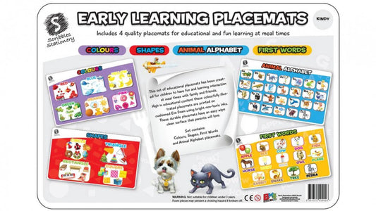 Bms Early Learning Placemats 4Pk Wipe Clean