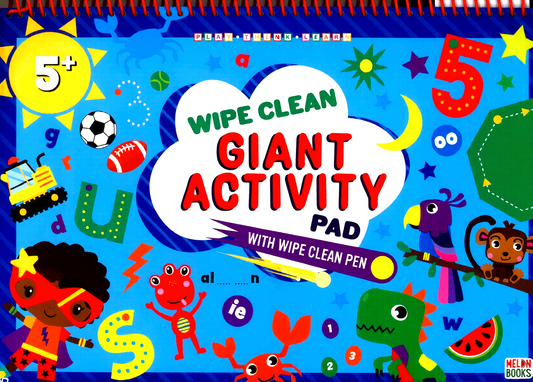 Wipe Clean Giant Activity Pad (Blue) With Wipe Clean Pen