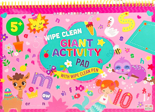 Wipe Clean Giant Activity Pad (Pink) With Wipe Clean Pen