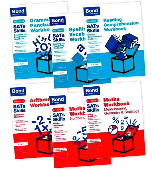 Bond SATs Skills 8-9 years Year 4, 6 book collection set Maths & English