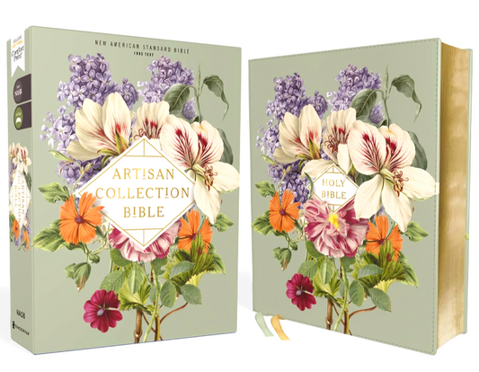 NASB, Artisan Collection Bible, Leathersoft, Sage Floral, Red Letter, 1995 Text, Comfort Print