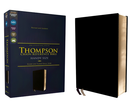 NIV, Thompson Chain-Reference Bible, Handy Size, European Bonded Leather, Black, Red Letter, Comfort Print