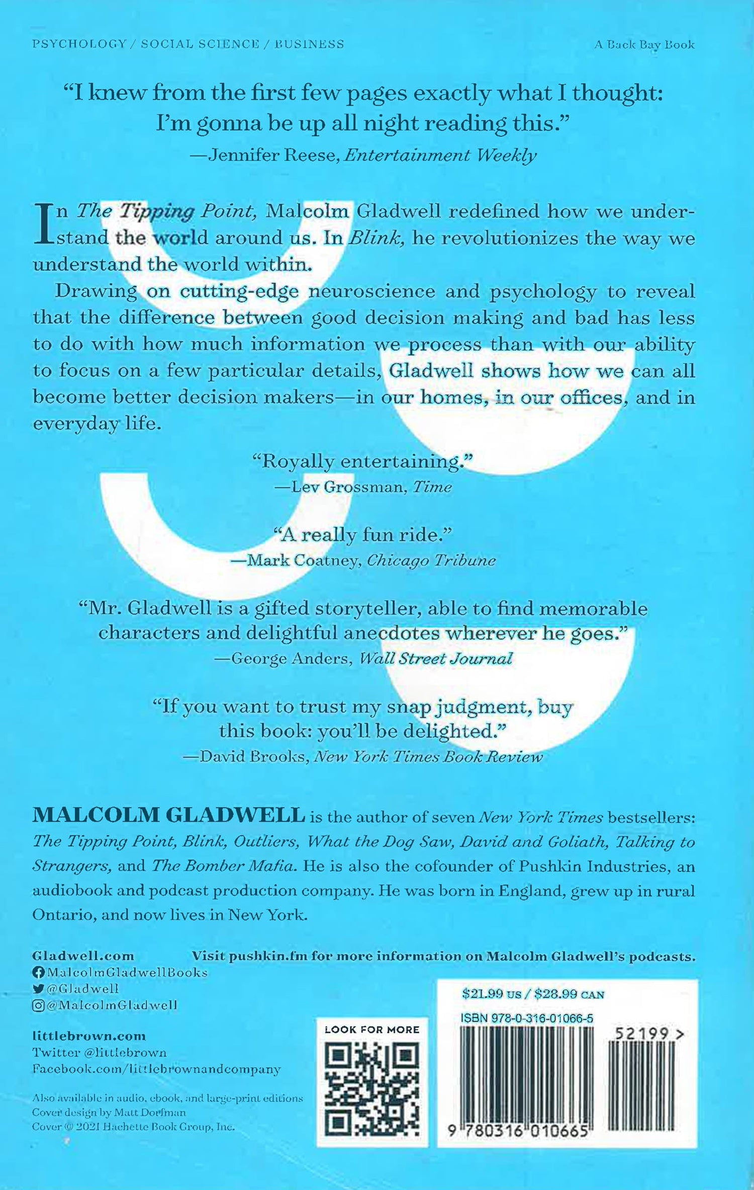Blink: The Power Of Thinking Without Thinking by Malcolm Gladwell – book cover