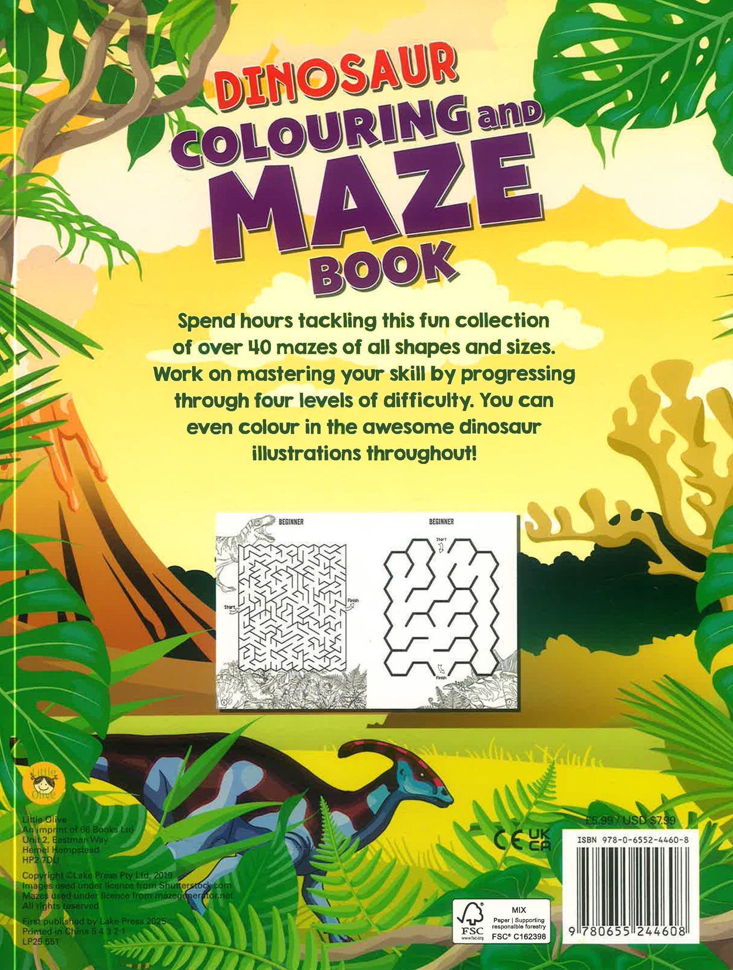 Little Olive: Colouring & Mazes: Dinosaur by Lake Press – book cover