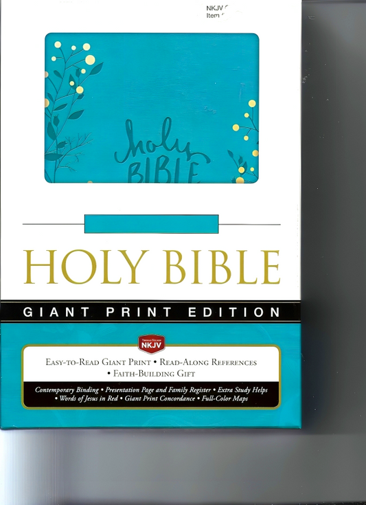 Nkjv Giant Print Holy Bible (1683Aqsam, Aqua Leathersoft)