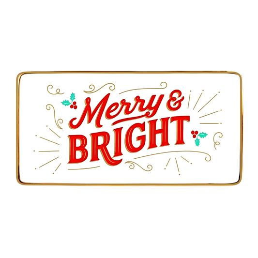 Merry & Bright Rectangle Porcelain Tray