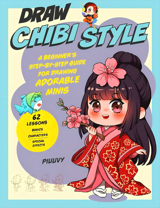 Draw Chibi Style: A Beginner's Step-by-Step Guide for Drawing Adorable Minis - 62 Lessons: Basics, Characters, Special Effects