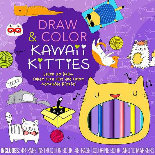 Draw & Color Kawaii Kitties Kit