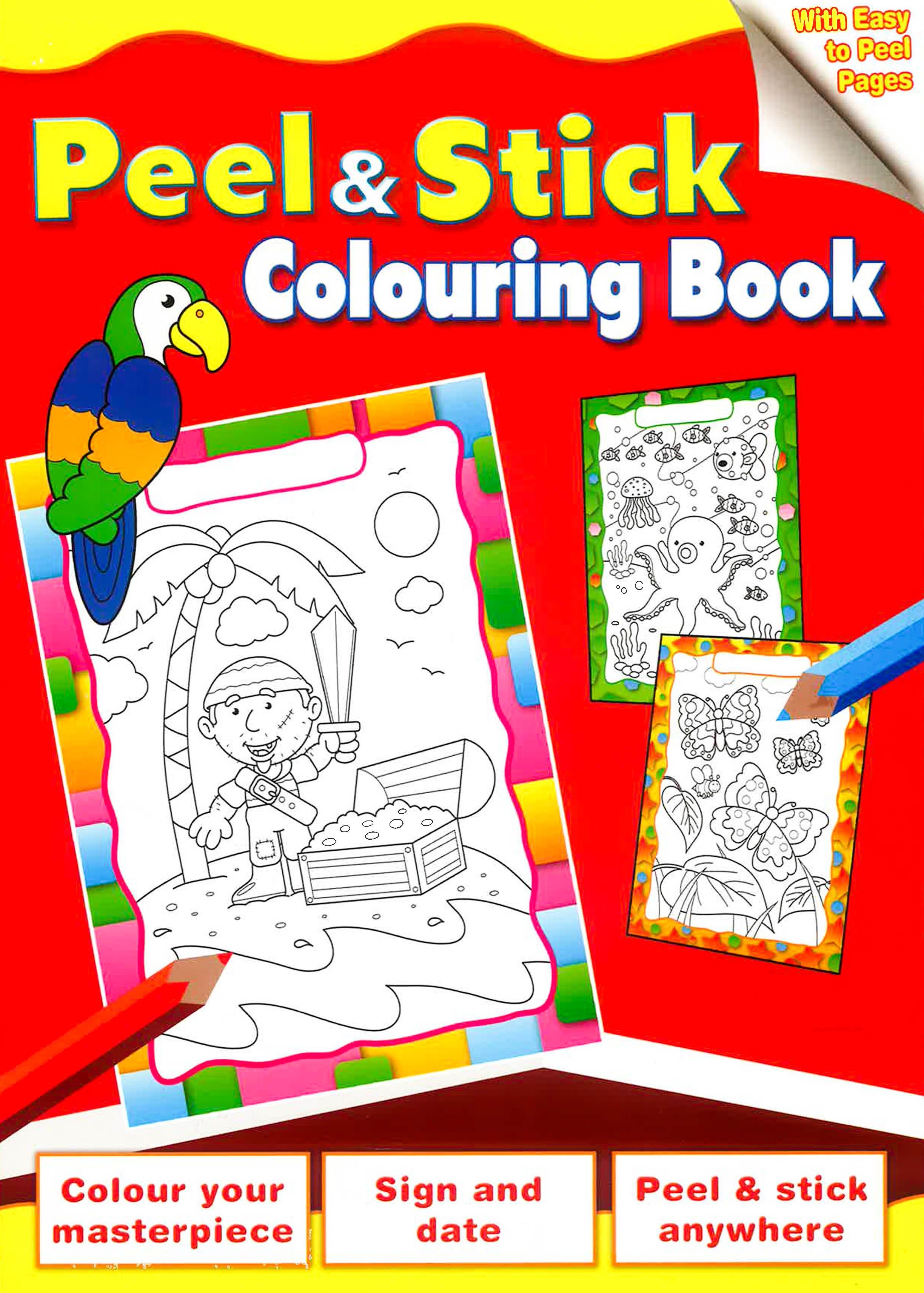 Message Stick Colouring Peel & Stick Colouring Book: Parrot – BookXcess