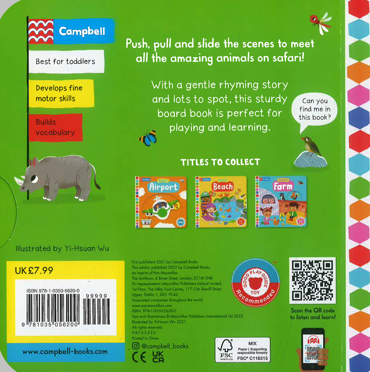 Campbell Busy Safari (Push Pull Slide) by Campbell Books – book cover