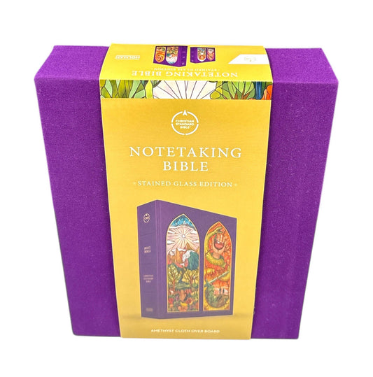 CSB Notetaking Bible, Stained Glass Edition, Amethyst Cloth Over Board