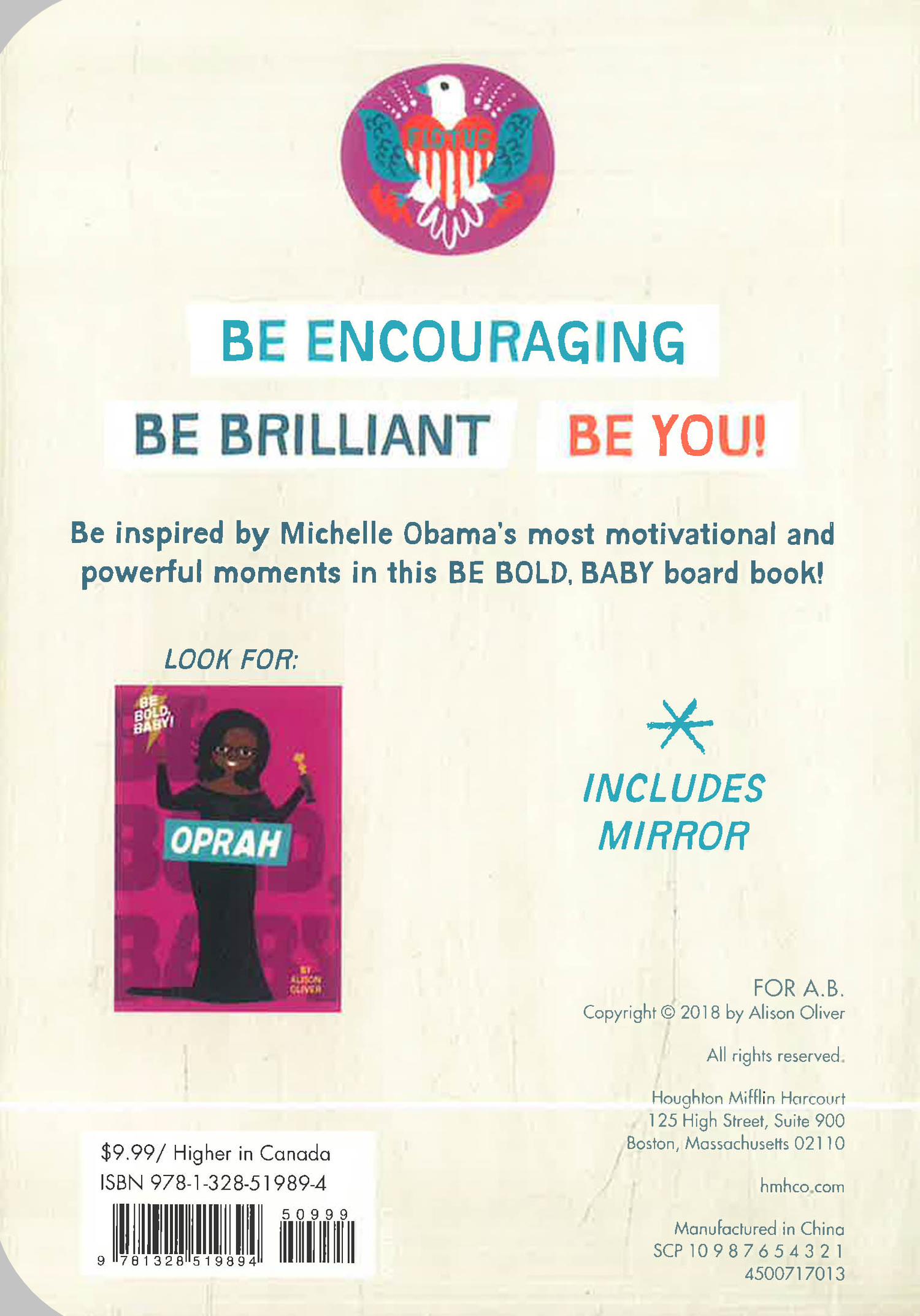 Be Bold, Baby: Michelle Obama by Alison Oliver – book cover