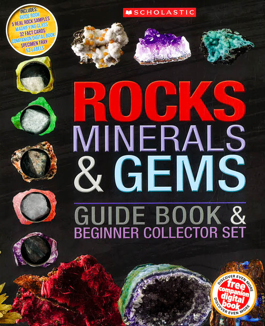 Rocks Minerals & Gems Guide Book & Beginner Collector Set