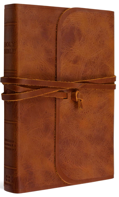 ESV Thinline Bible, Red Letter (Natural Leather, Brown, Flap With Strap)
