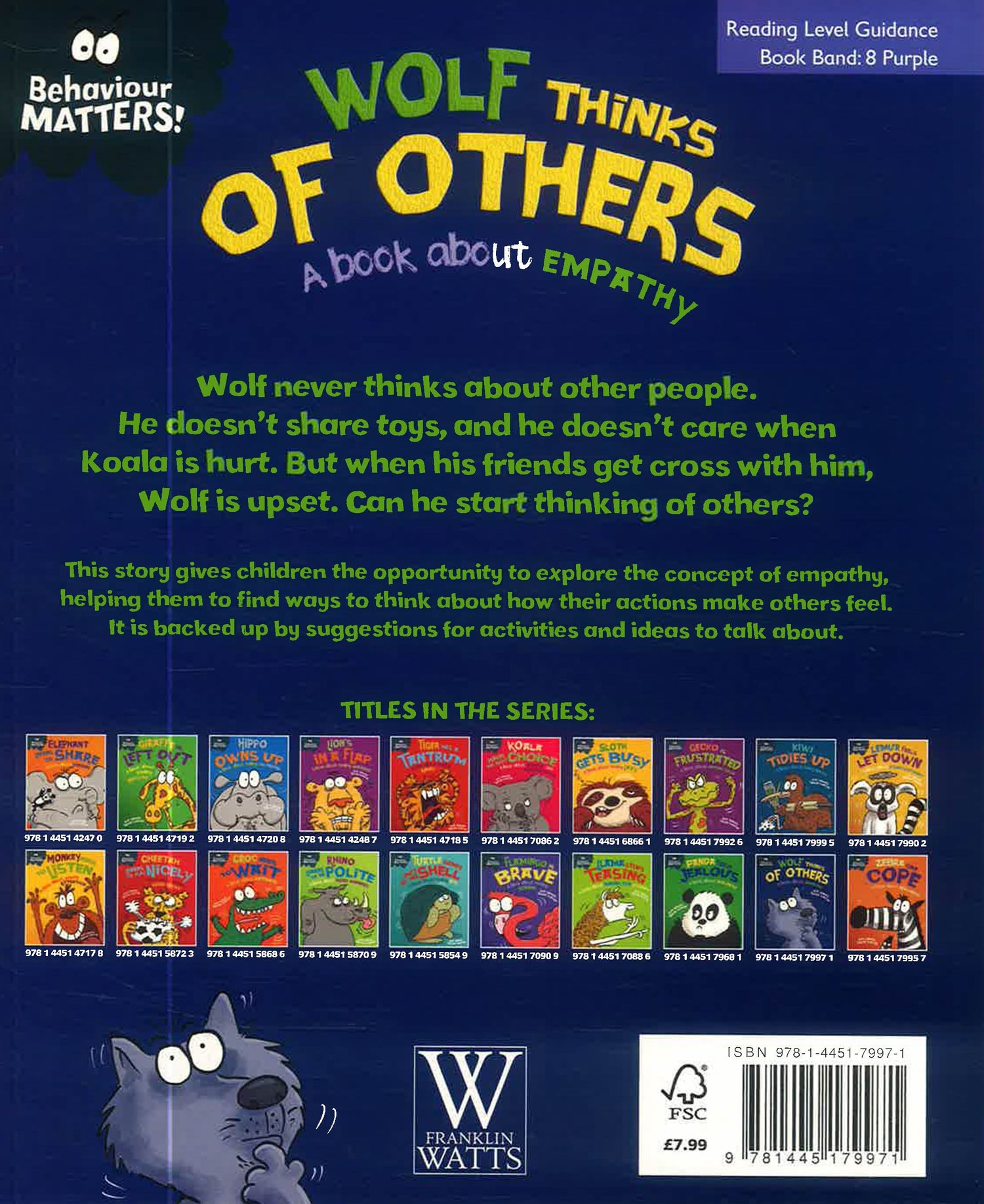 Behaviour Matters: Wolf Thinks Of Others - A Book About Empathy by Sue Graves – book cover