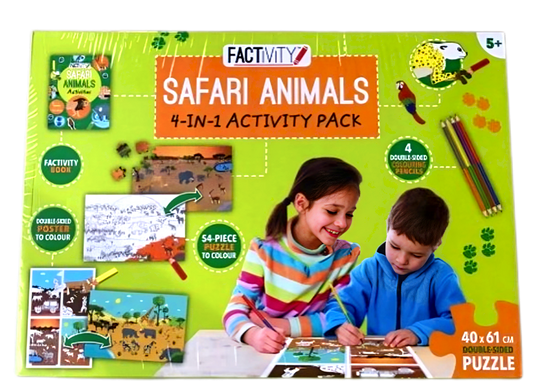 Factivity Pack Safari Animals 4-In-1 Activity Pack