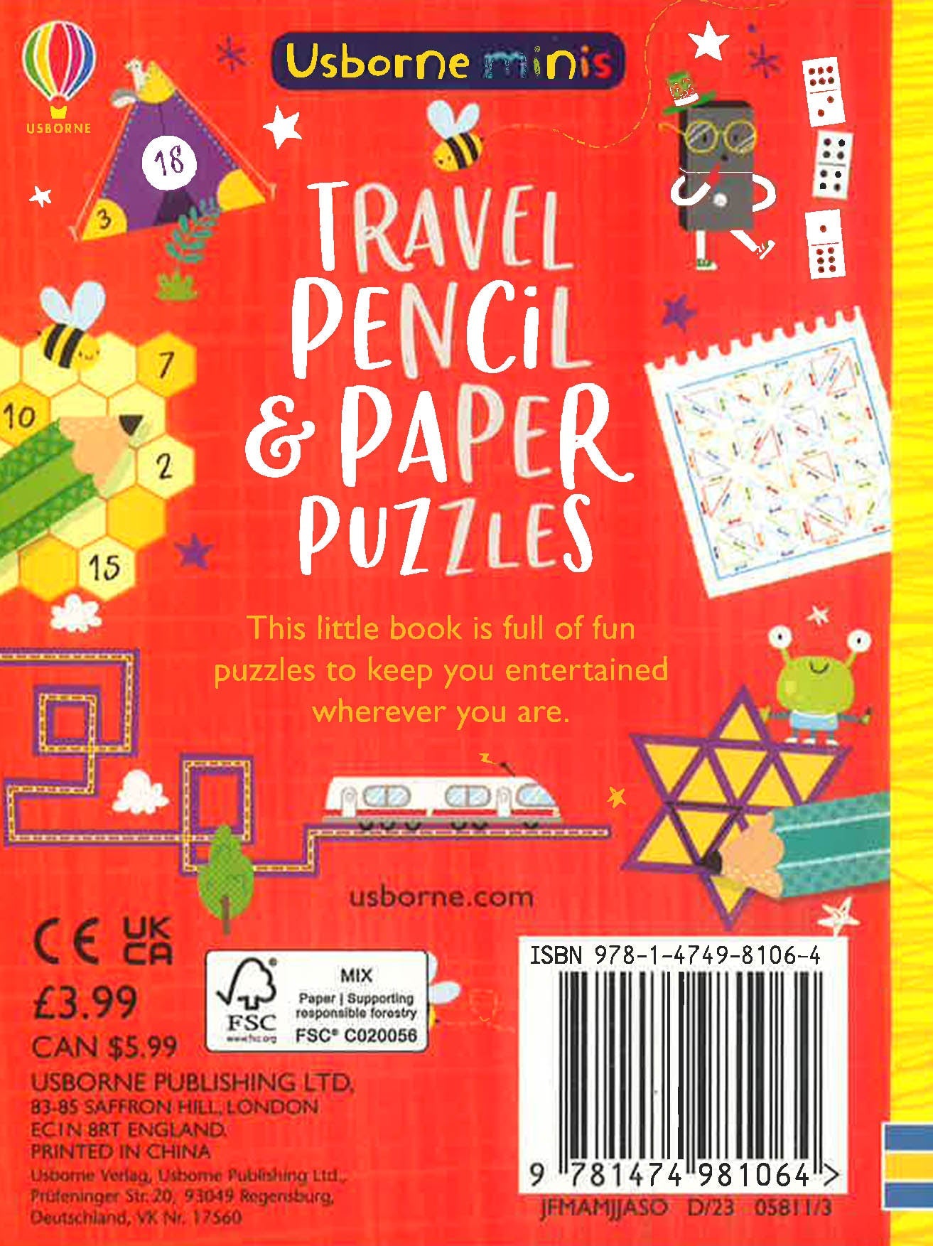 Usborne Minis Travel Pencil & Paper Puzzles by Kate Nolan – book cover