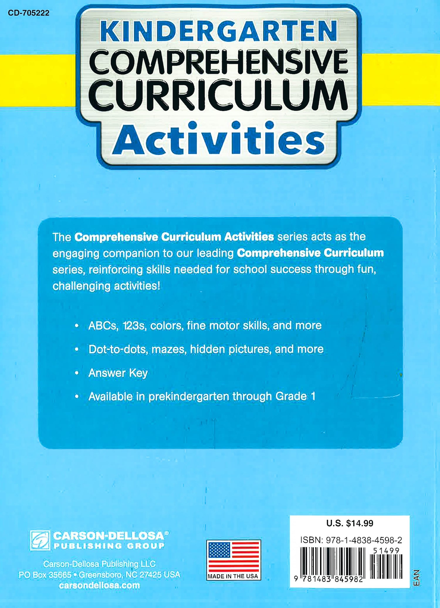 Comprehensive Curriculum Activities - Kindergarten – BookXcess