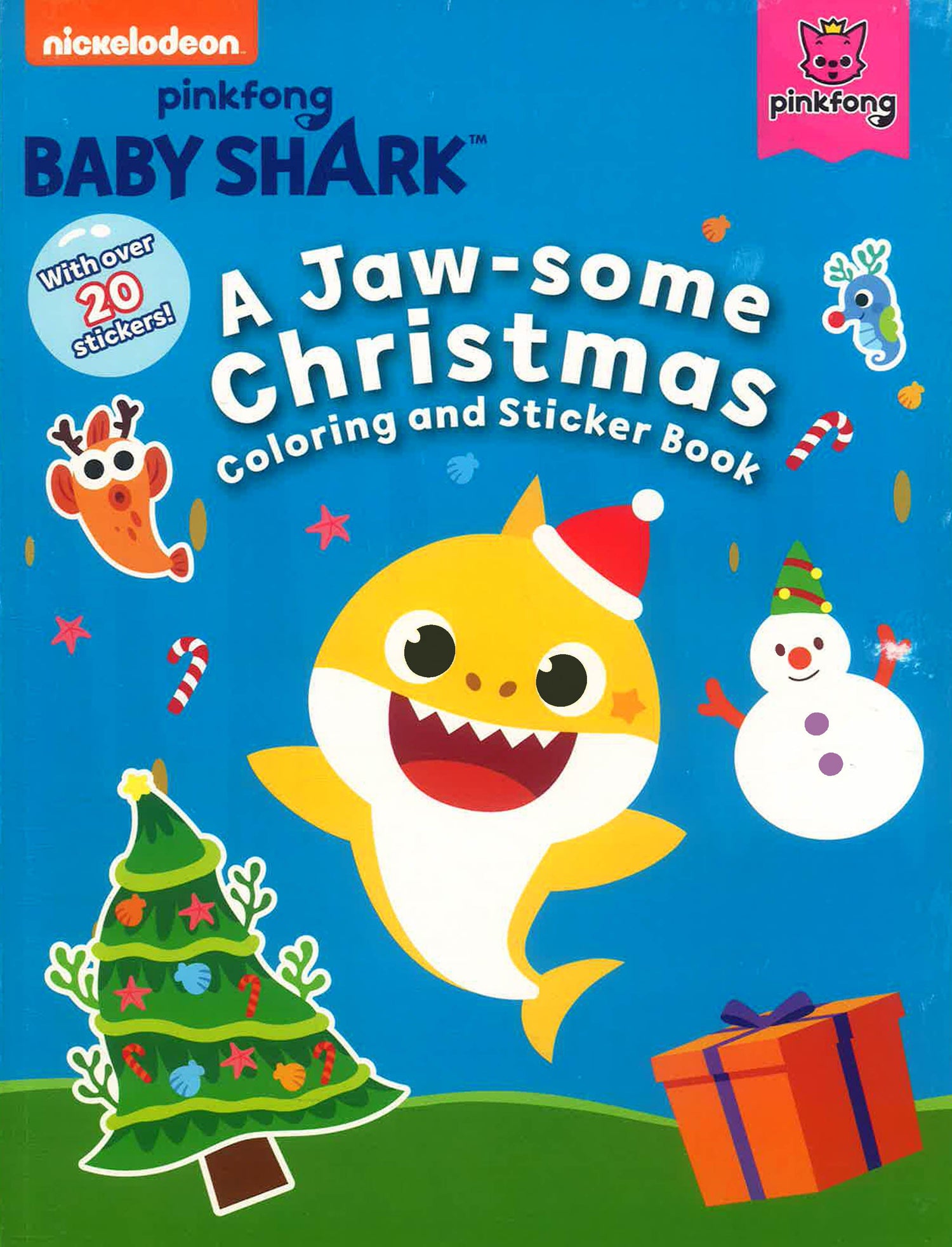 Baby Shark: A Jaw-Some Christmas Coloring And Sticker Book by Pinkfong – book cover