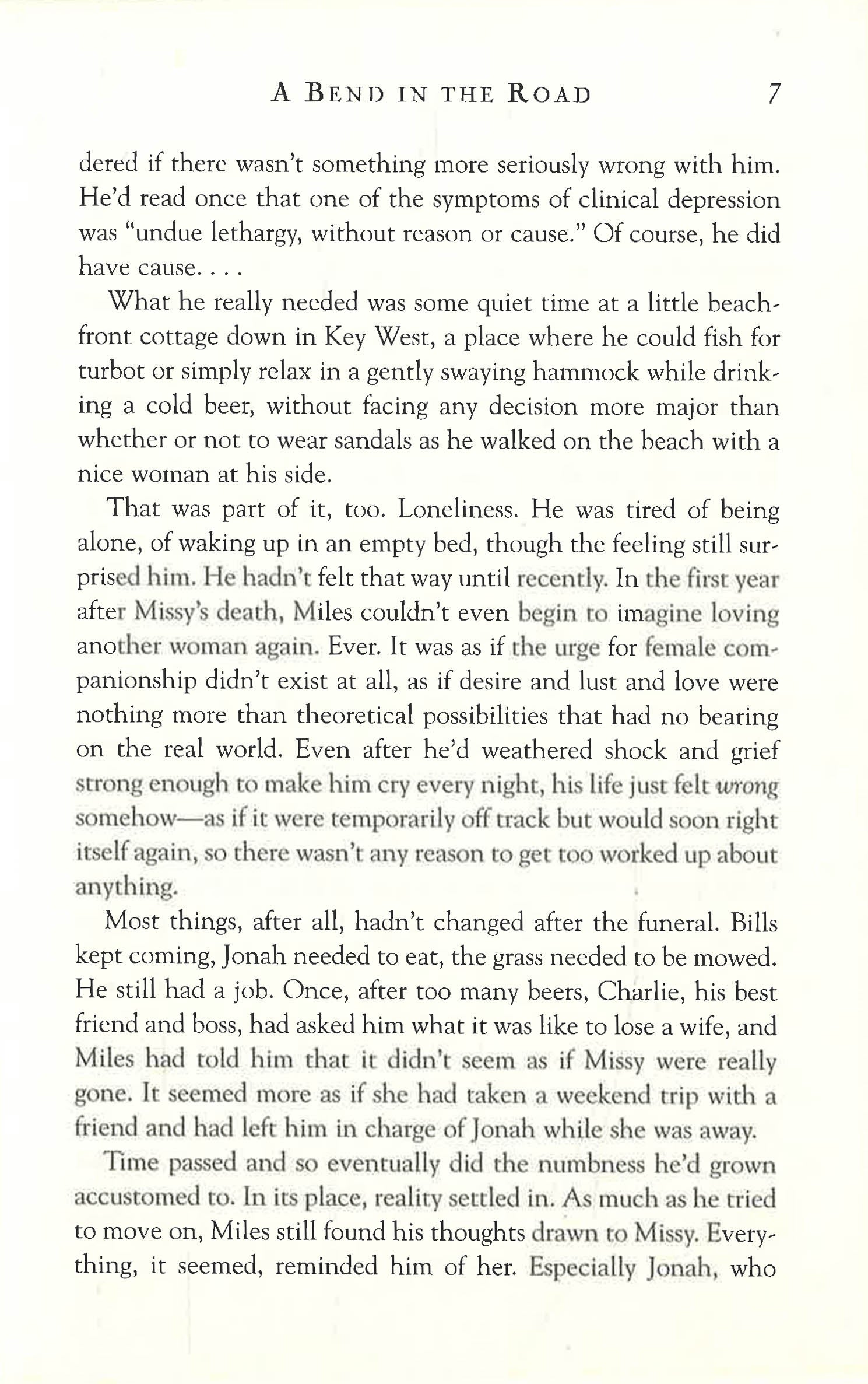 A Bend In The Road by Nicholas Sparks – book cover