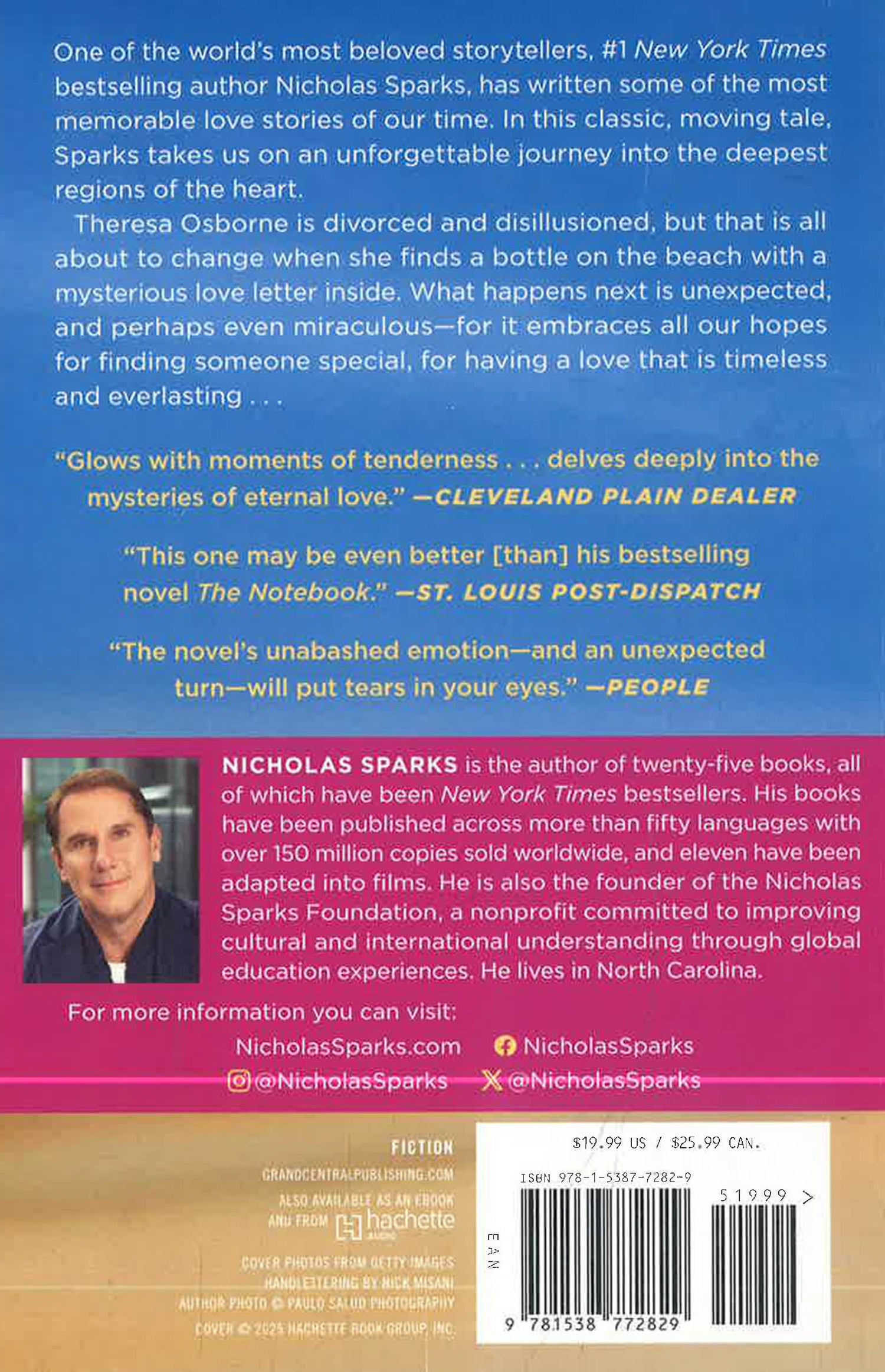 Message In A Bottle by Nicholas Sparks – book cover