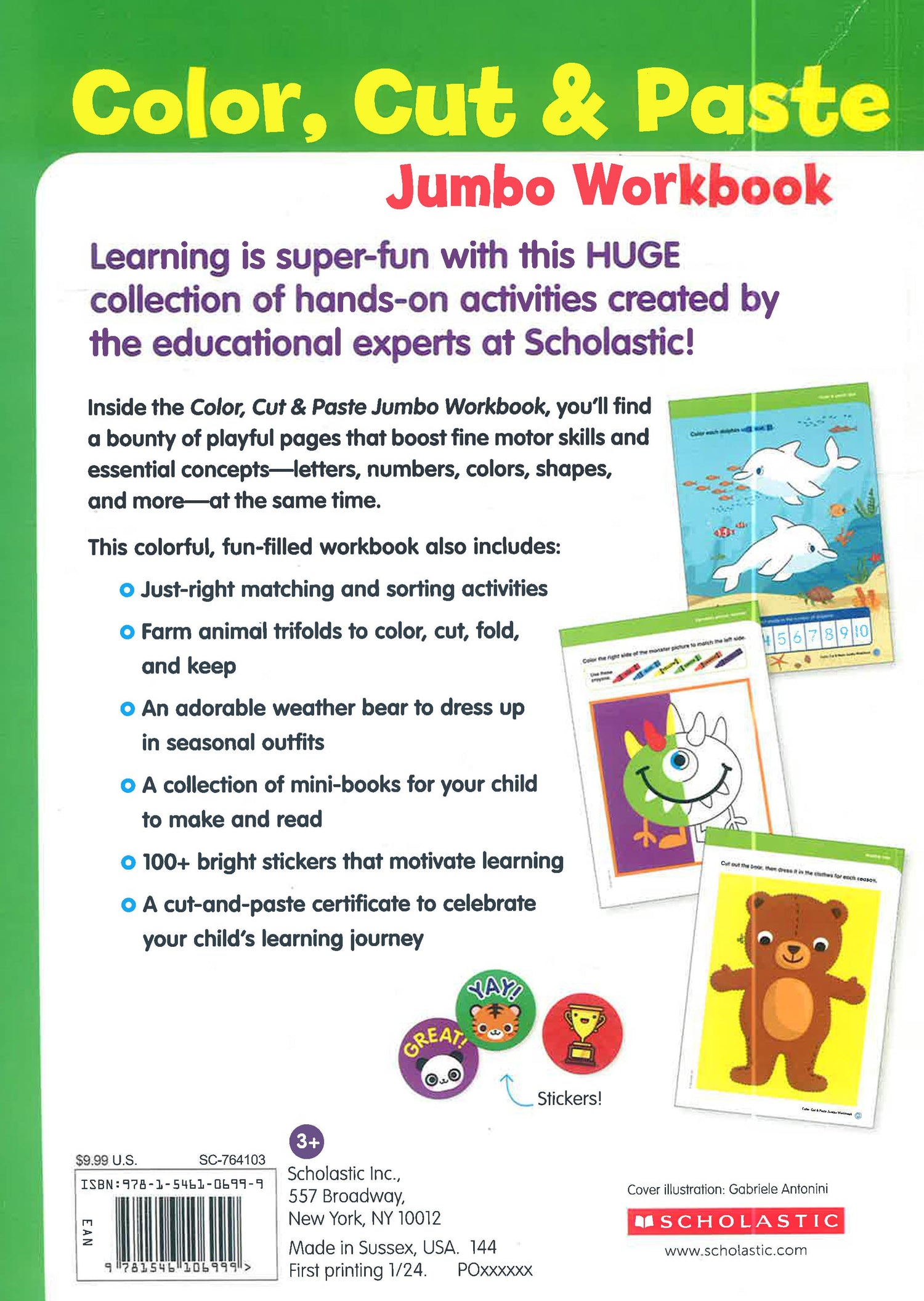 Color, Cut & Paste Jumbo Workbook by Scholastic – book cover