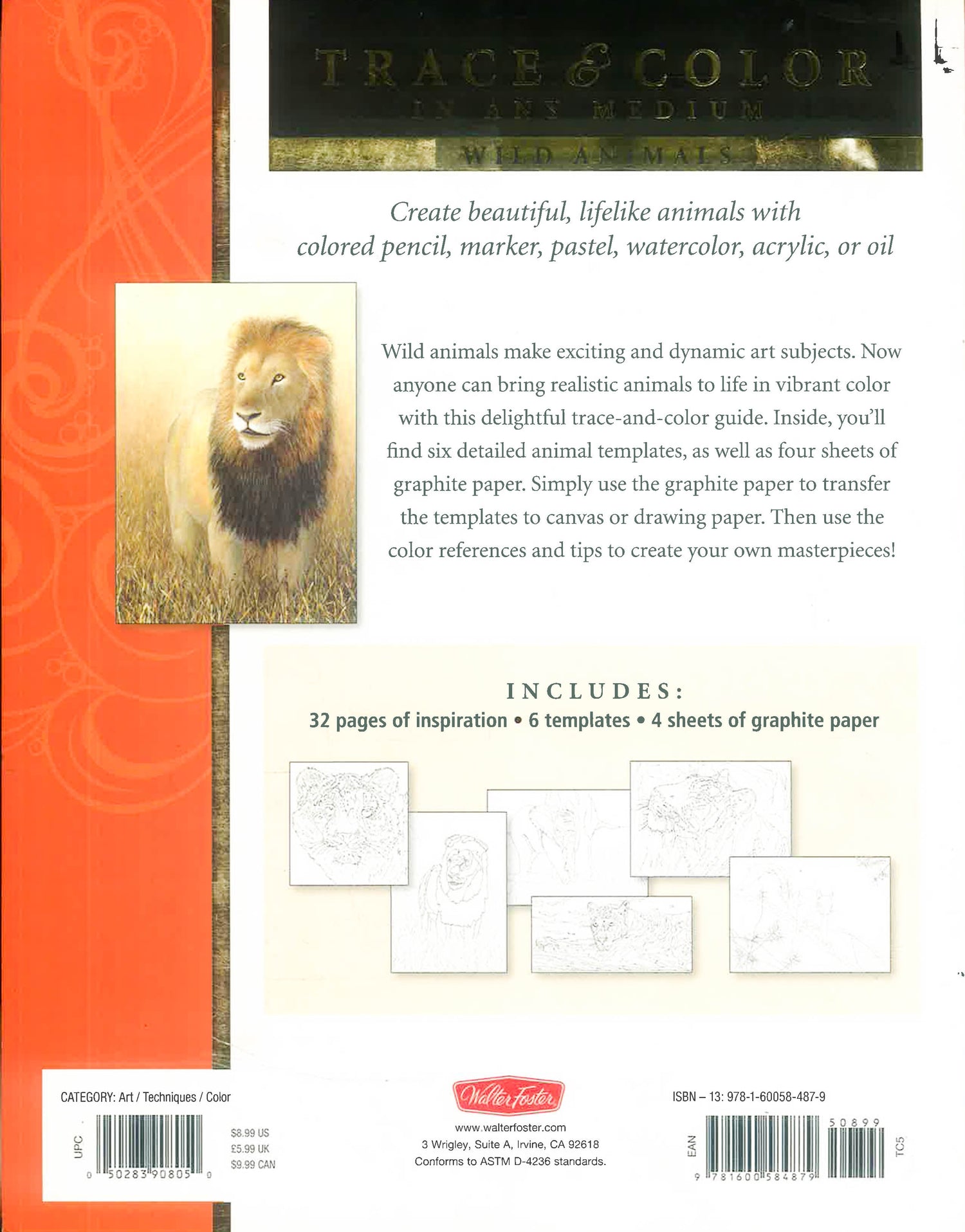 Trace & Color In Any Medium: Wild Animals by Walter Foster Publishing – book cover