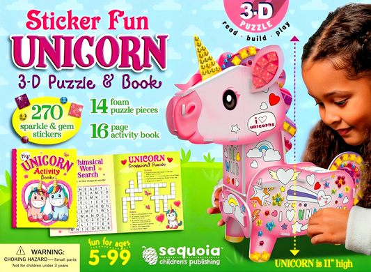 3D Puzzle & Book Sticker Fun Unicorn