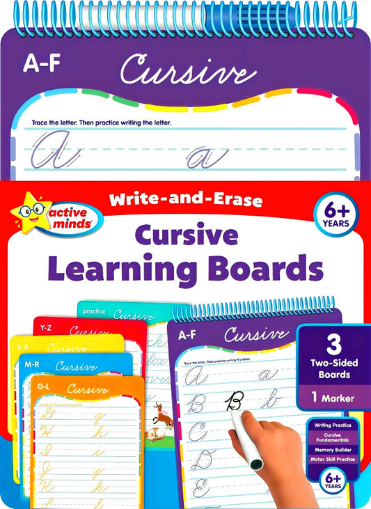 Active Minds Write-and-Erase: Cursive Learning Boards Ages 6+