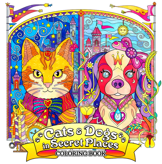 Cats and Dogs in Secret Places: Coloring Book