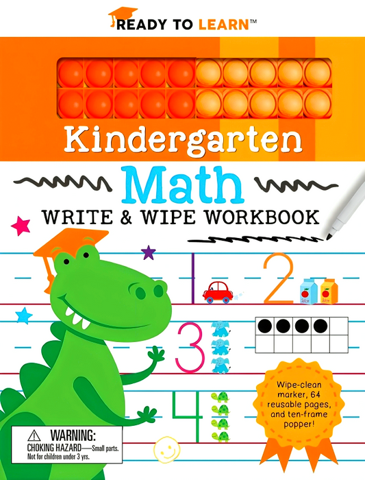 Ready To Learn Kindergarten Math Write & Wipe Workbook With Popper