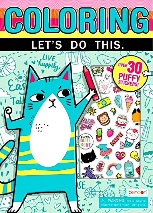 Let's Do This Trendy 48 Page Coloring and Activity Book with Puffy Stickers
