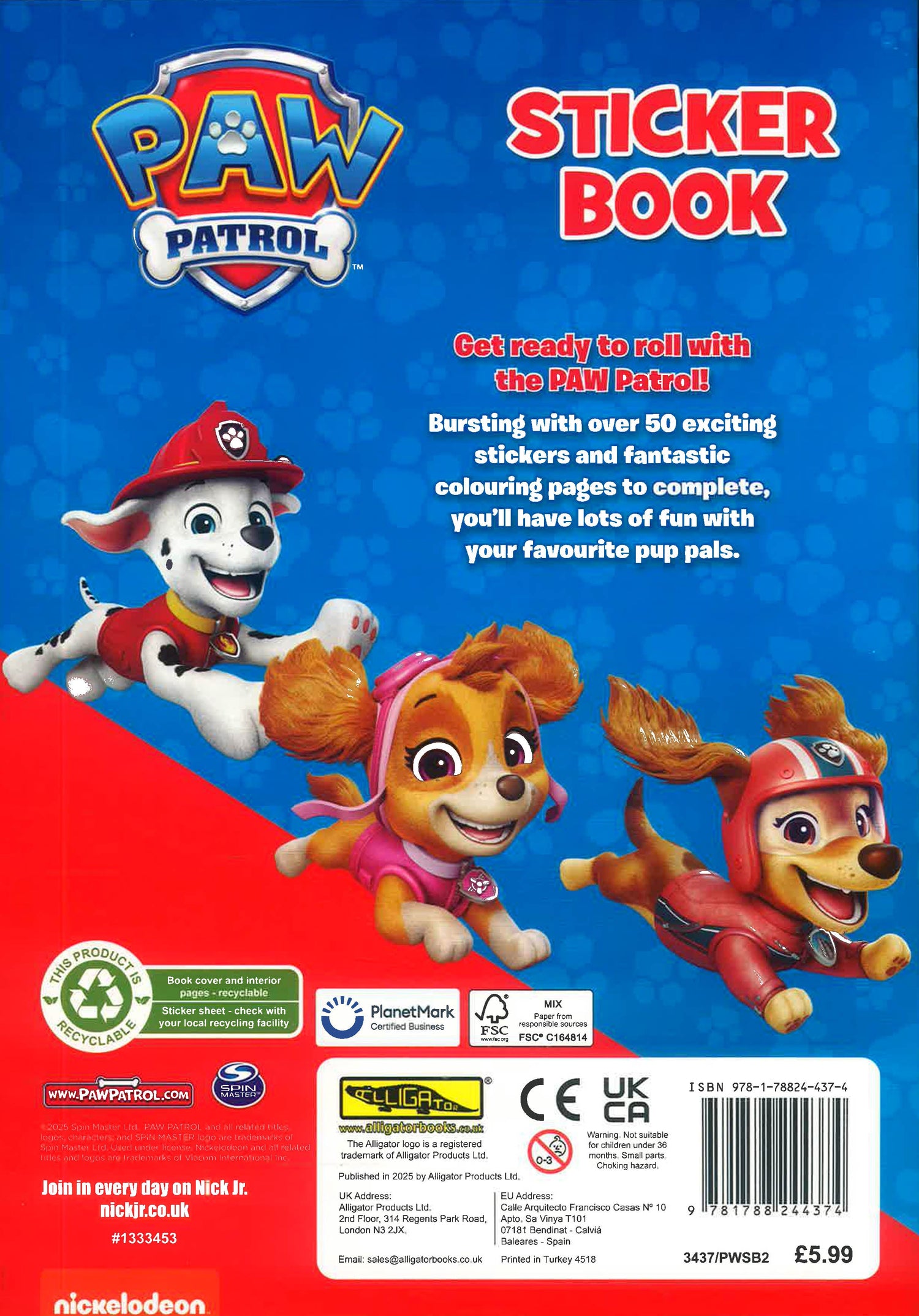 Paw Patrol Sticker Book by Alligator Books – book cover