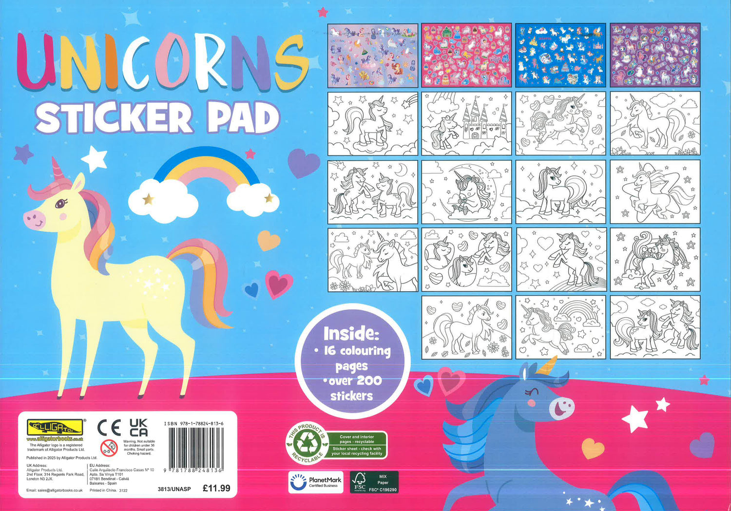 Unicorns Sticker Pad by Alligator Books – book cover