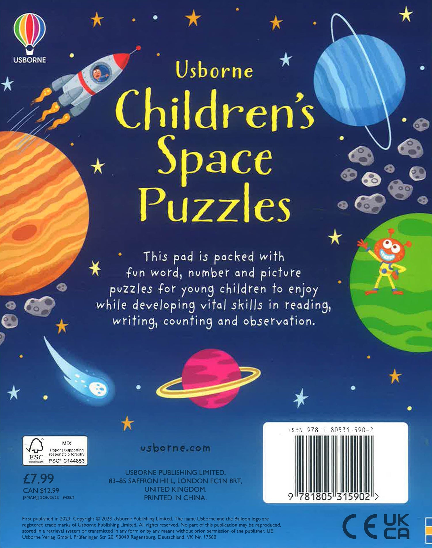 Usborne Children's Space Puzzles by Kirsteen Robson – book cover