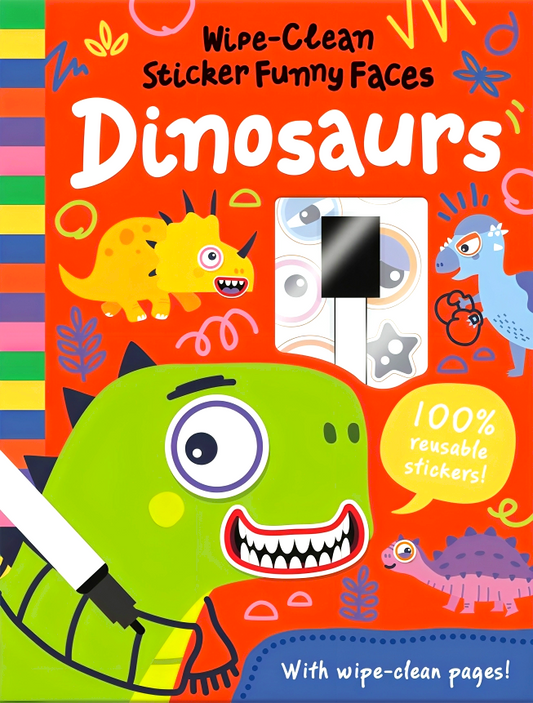 Wipe-Clean Sticker Funny Faces Dinosaurs