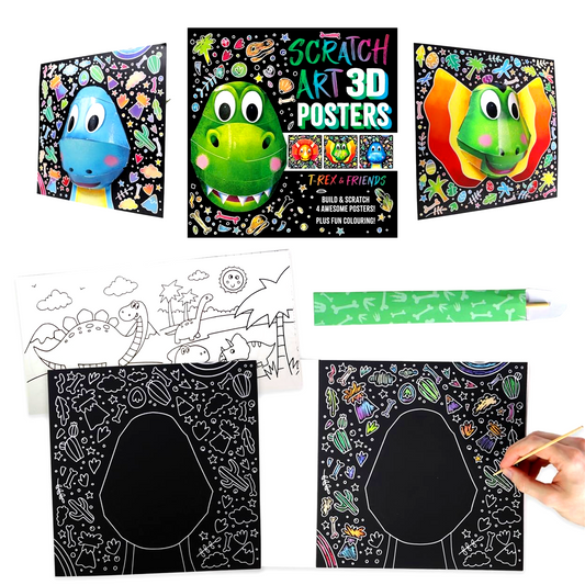 Scratch Art 3D Posters: T-Rex & Friends