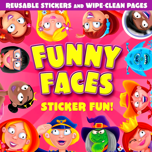 Funny Faces Girls Sticker & Wipe-Clean Fun Pink