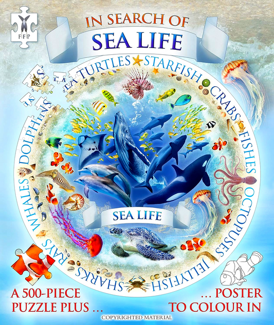 In Search Of Sea Life (500-Piece Jigsaw & Poster)