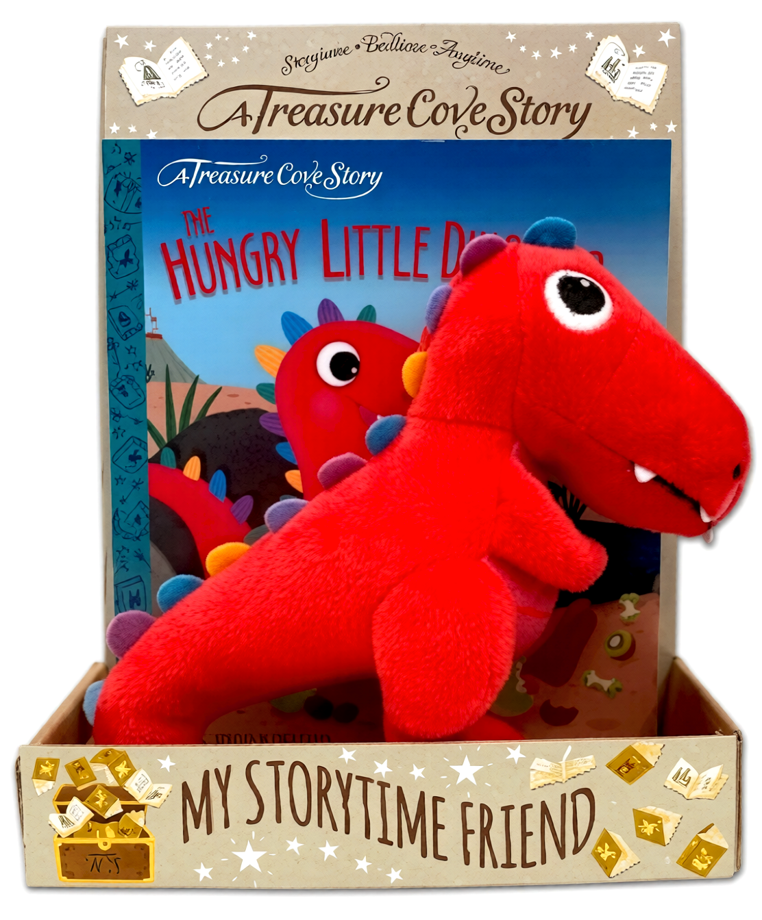 Hungry Little Dinosaur Treasure Cove Story Book & Plush by Laughing Lobster – book cover