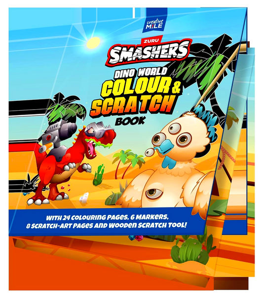 Smashers Dino World Colour  & Scratch Book