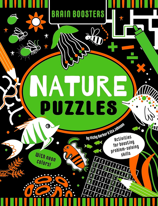 Brain Boosters Nature Puzzles (With Neon Colors) Learning Activity Book For Kids