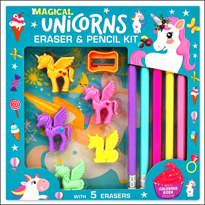 Magical Unicorns Eraser & Pencil Kit